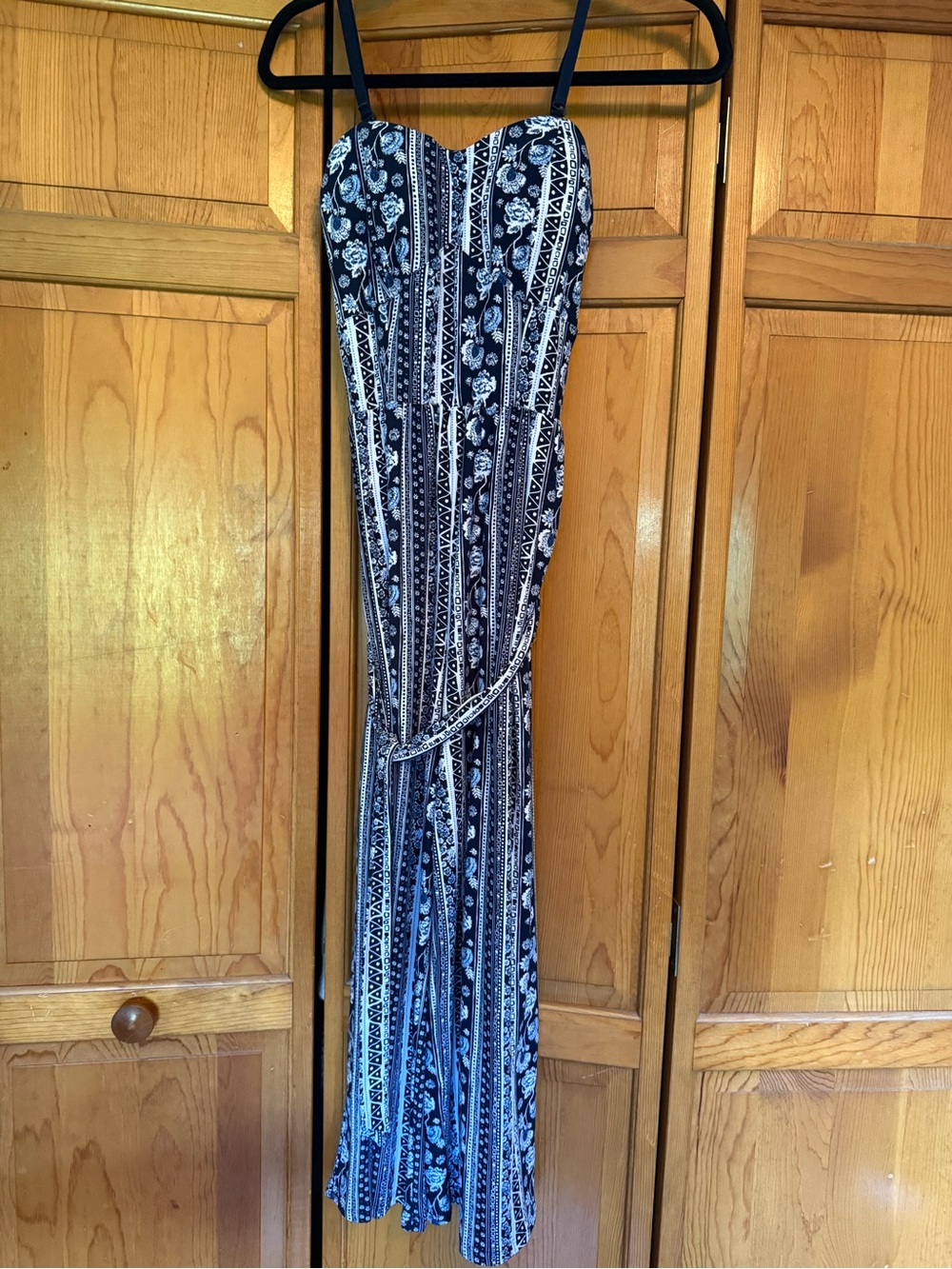 Navy & White Striped Paisley Jumpsuit